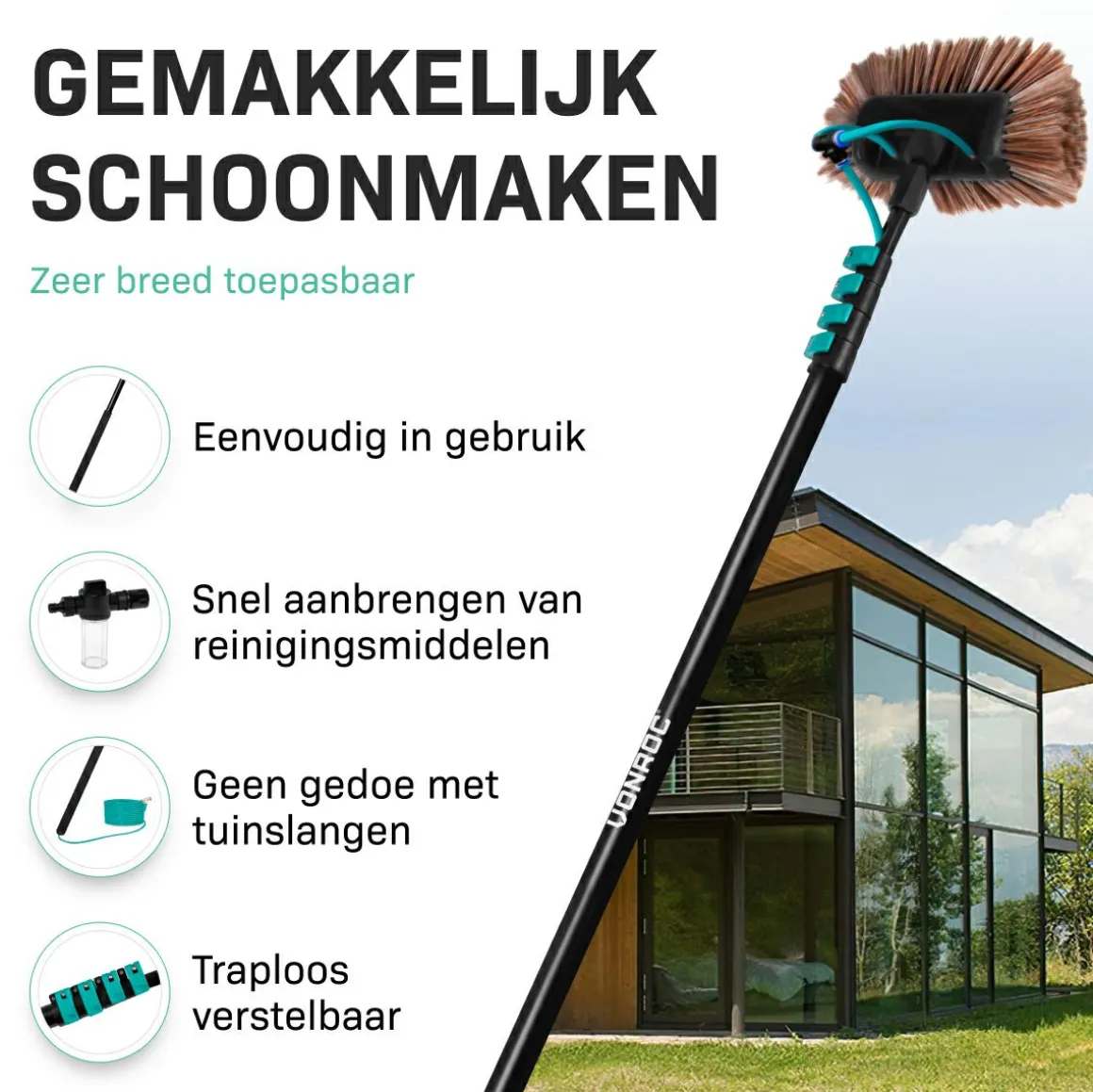 VONROC Teleskop-Waschbürstenset - 6,5 Meter