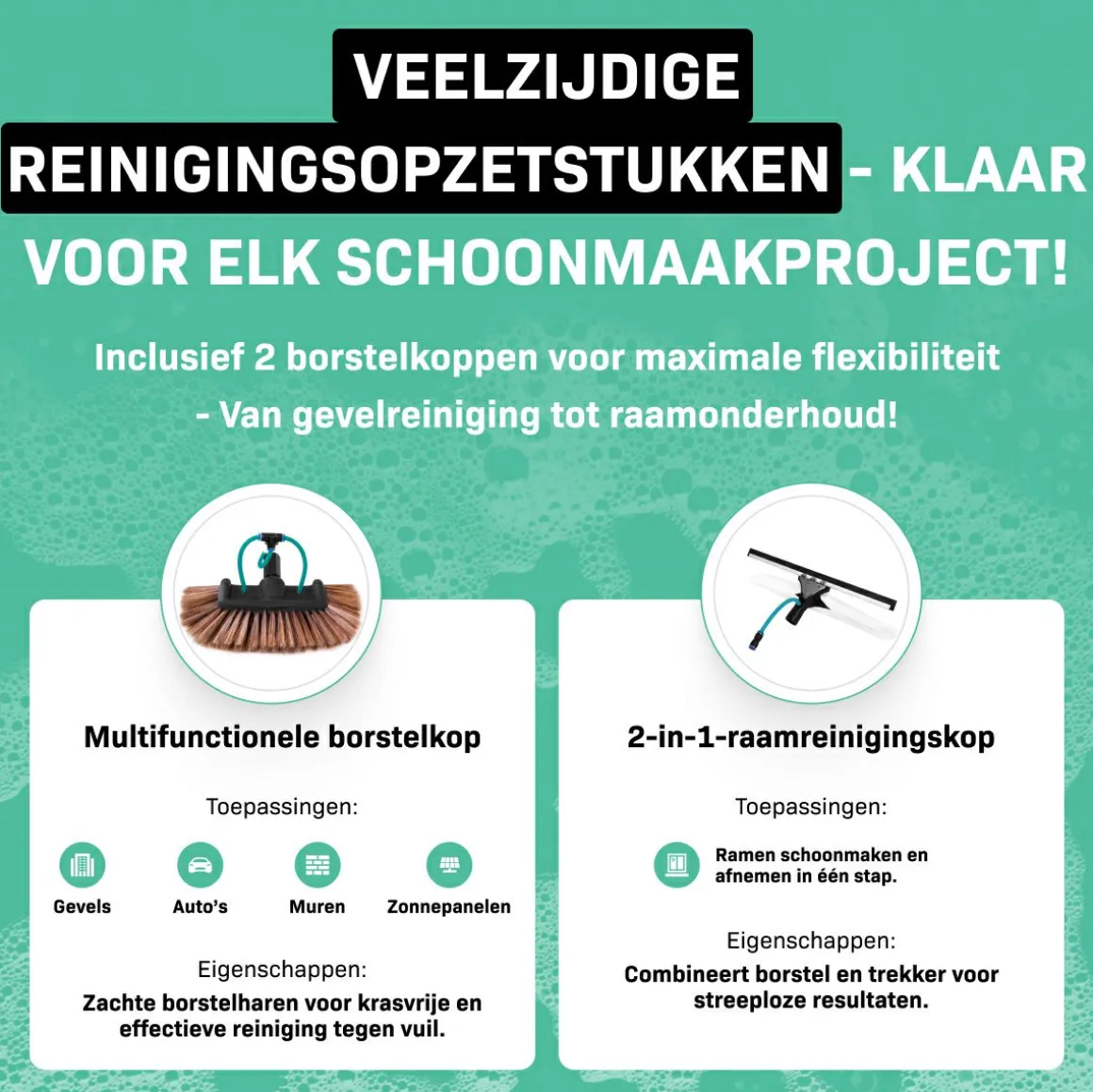 VONROC Teleskop-Waschbürstenset - 6,5 Meter