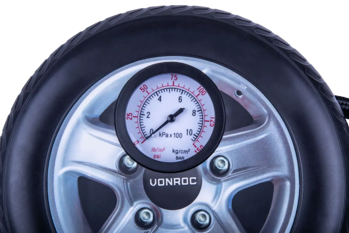 VONROC 12 Volt Mini Kompressor mit Manometer